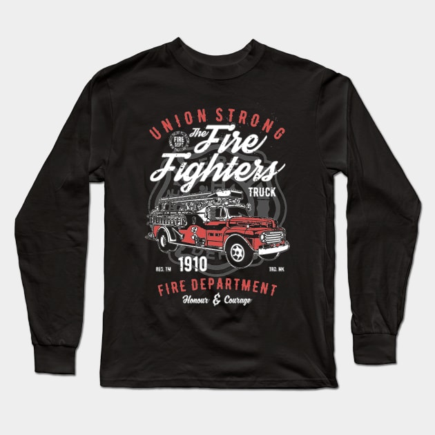 Union Strong Fire Fighter Long Sleeve T-Shirt by JakeRhodes